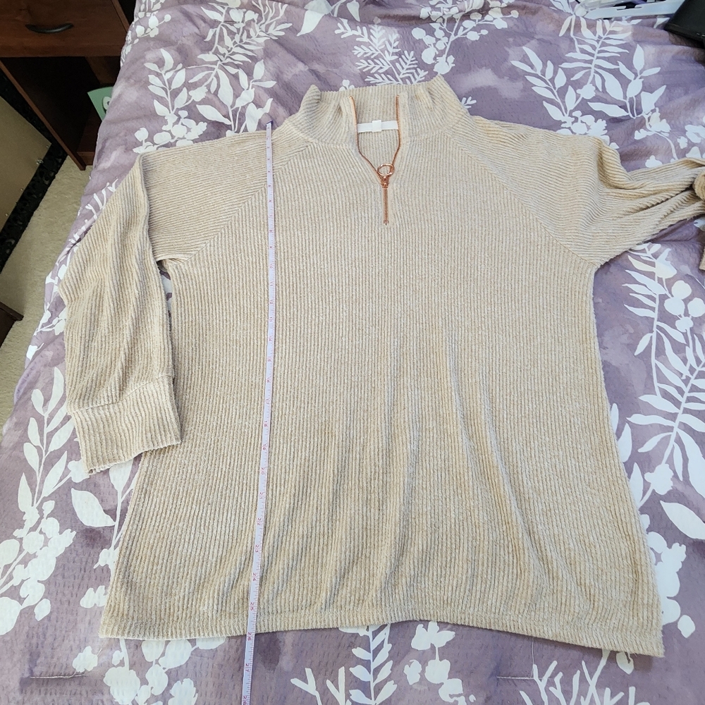 Adyson Parker cream ribbed long sleeve quarter zip top Women's size large - Picture 14 of 16